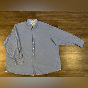 Lacoste Mens Blue Button Front Long Sleeve Plaid Shirt Size 4XL